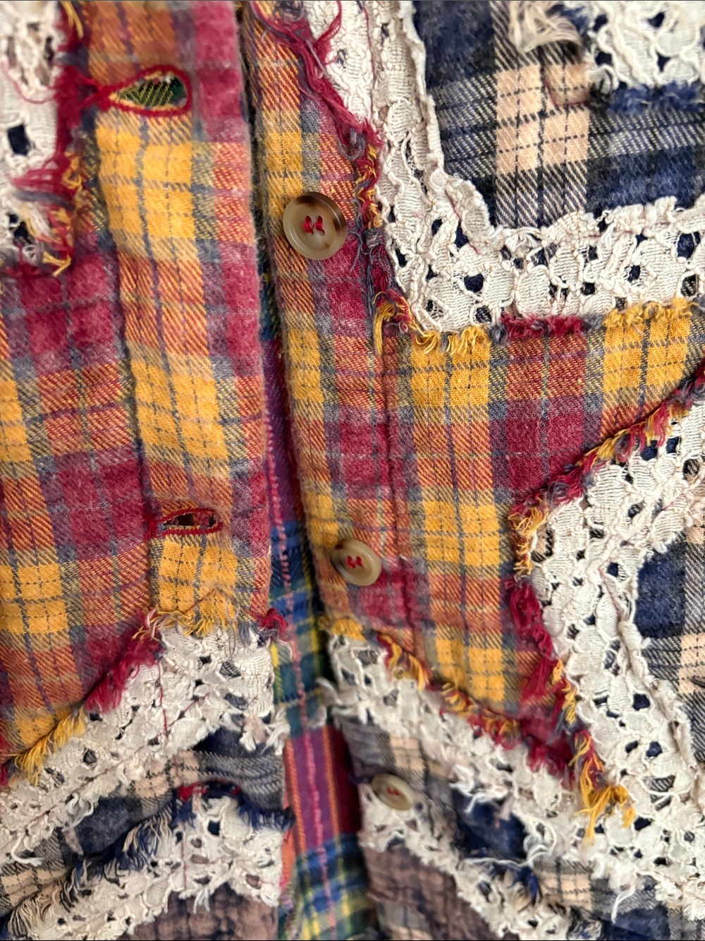Oli & Hali Multicolor Plaid Button-Down Shirt with Crochet Star - Picture 7 of 8